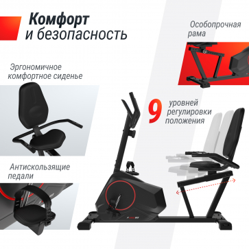 Горизонтальный велотренажер UNIXFIT BR-390 (коврик 190 см в комплекте) - 3